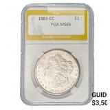 1883-CC Morgan Silver Dollar PGA MS66