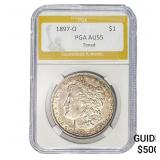 1897-O Morgan Silver Dollar PGA AU55 Toned