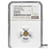 1600-1800 India Fanam Travancore Vira Raya .014AGW