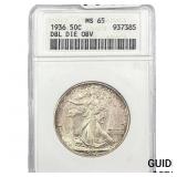 1936 Walking Liberty Half Dollar ANACS MS65 DDO