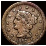1857 Braided Hair Large Cent LIGHTLY  CIRCULATED