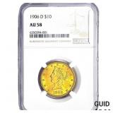 1906-D $10 Gold Eagle NGC AU58