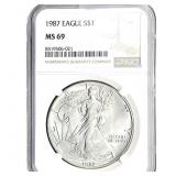 1987 Silver Eagle NGC MS69