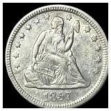 1857 Silver Seated Liberty Quarter NEARLY UNCIRCUL