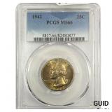 1942 Washington Silver Quarter PCGS MS66