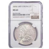 1878 7/8TF Morgan Silver Dollar NGC MS63