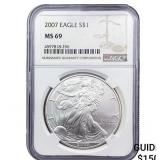 2007 Silver Eagle NGC MS69