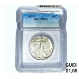 1942-S Walking Liberty Half Dollar ICG MS66