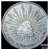 1908Mo GV Mexico Silver Peso CHOICE AU