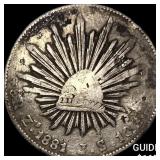 1881Zs JS Mexico Silver 8 Reales NEARLY UNCIRCULAT