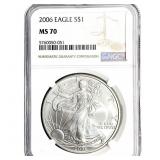 2006 Silver Eagle NGC MS70