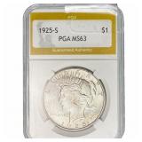 1925-S Silver Peace Dollar PGA MS63