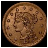 1855 Braided Hair Large Cent CLOSELY  UNCIRCULATE