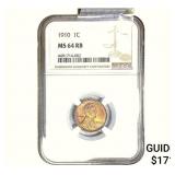 1910 Wheat Cent NGC MS64 RB