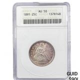 1891 Seated Liberty Quarter ANACS AU58