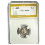 1906 Barber Dime PGA PR64