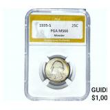 1935-S Washington Silver Quarter PGA MS66 Monster