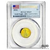 2016 1/10oz $5 Gold Eagle PCGS MS69 30th Anniv.