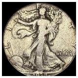 1938-D Silver Walking Liberty Half Dollar  LIGHTL