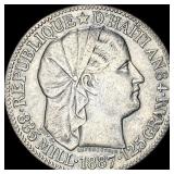 1887 Haiti Silver 50 Centimes CLOSELY UNCIRCULATED