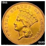 1866 $3 Gold Piece CHOICE BU