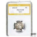 1913-D Buffalo Nickel PGA AU58 TY 2