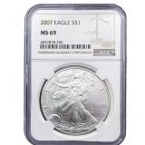 2007 Silver Eagle NGC MS69