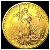 1908 No Motto Saint-Gaudens $20 Gold Double Eagle