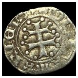 1382-1395 Hungary Mary Silver Denier CLOSELY UNCIR