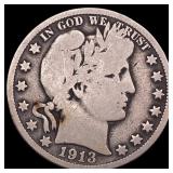 1913 Silver Barber Half Dollar NICELY CIRCULATED