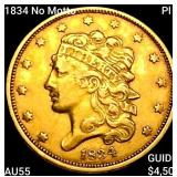 1834 No Motto, Pl 4 $5 Gold Half Eagle HIGH GRADE