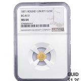 1871 Round California Gold Quarter NGC MS64