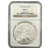 2013 Silver Eagle NGC MS69