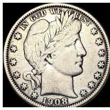 1908-O Silver Barber Half Dollar LIGHTLY CIRCULAT