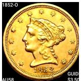 1852-O $2.50 Gold Quarter Eagle CHOICE AU