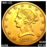 1881-CC $10 Gold Eagle CHOICE AU