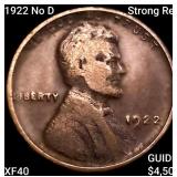 1922 No D Strong Rev Wheat Cent NEARLY UNC
