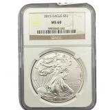 2015 Silver Eagle NGC MS69