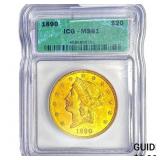 1890 $20 Gold Double Eagle ICG MS61