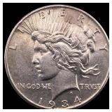 1934 Silver Peace Dollar CLOSELY UNCIRCULATED