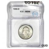 1950-D Washington Silver Quarter ICG MS66