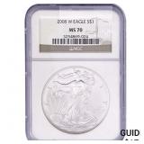 2008-W  NGC MS70 SILVER EAGLE