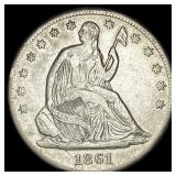 1861-S Silver Half Dollar NEARLY UNCIRCULATED
