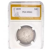 1839 Capped Bust Half Dollar PGA MS61