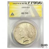 1922-S Silver Peace Dollar ANACS AU55
