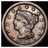 1853 Braided Hair Large Cent ABOUT  UNCIRCULATED