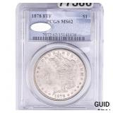 1878 8TF Morgan Silver Dollar PCGS MS62