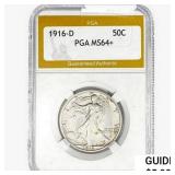 1916-D Walking Liberty Half Dollar PGA MS64+