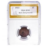 1922 Wheat Cent PGA XF45 No D, Strong Reverse