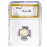 1920-D Mercury Silver Dime PGA AU55